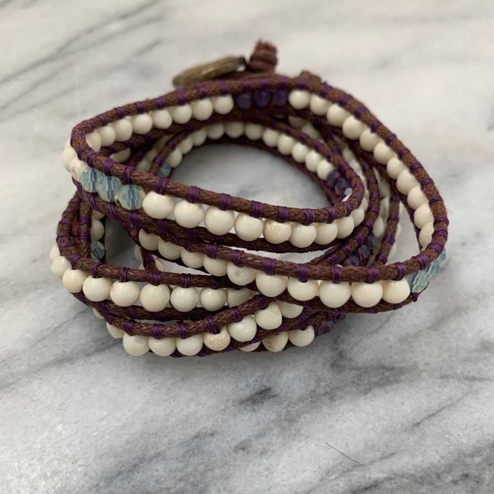 Handmade Rope Wrapped Bracelet Purple - Picture 10 of 10